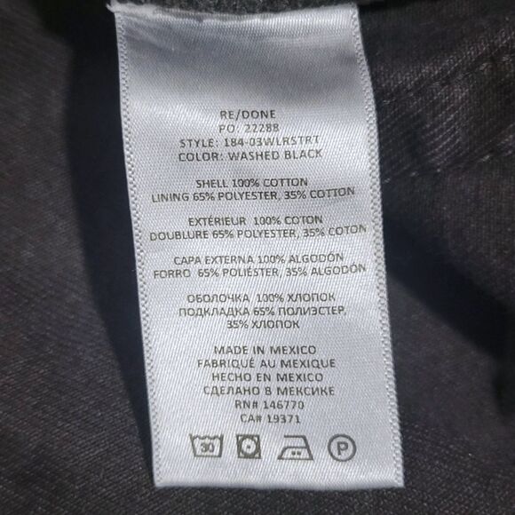 Re/Done 70's Low Rise Straight Jeans In Washed Black W32 - Picture 7 of 12